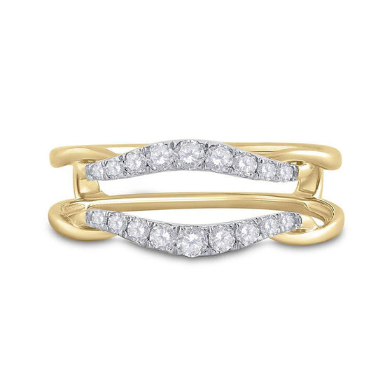 14k Yellow Gold Womens Round Diamond Wedding Wrap Ring Guard Enhancer 1/3 Cttw