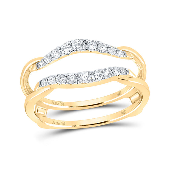 14k Yellow Gold Womens Round Diamond Wedding Wrap Ring Guard Enhancer 1/3 Cttw