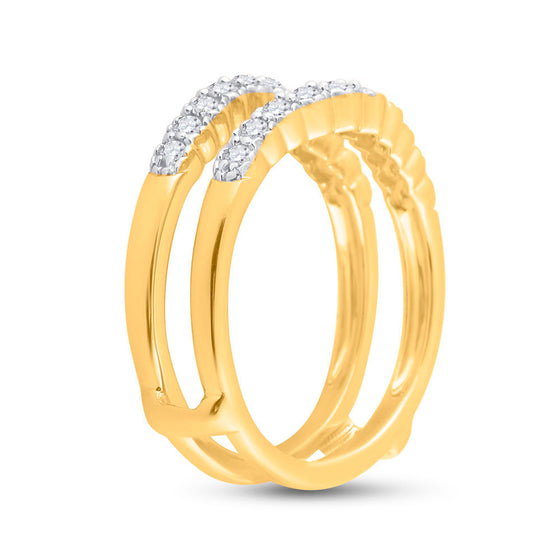 14k Yellow Gold Womens Round Diamond Wedding Wrap Ring Guard Enhancer 1/2 Cttw