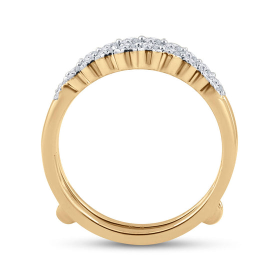 14k Yellow Gold Womens Round Diamond Wedding Wrap Ring Guard Enhancer 1/2 Cttw