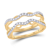  14k Yellow Gold Womens Round Diamond Wrap Ring Guard Enhancer 1/3 Cttw
