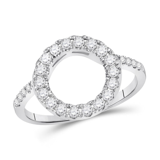 14k White Gold Womens Round Diamond Wrap Ring Guard Enhancer 1/2 Cttw