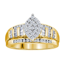  Yellow-tone Sterling Silver Round Diamond Cluster Bridal Wedding Engagement Ring 1 Cttw