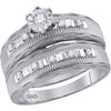 10k White Gold His Hers Round Diamond Solitaire Matching Wedding Set 1/4 Cttw