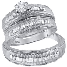  10k White Gold His Hers Round Diamond Solitaire Matching Wedding Set 1/4 Cttw