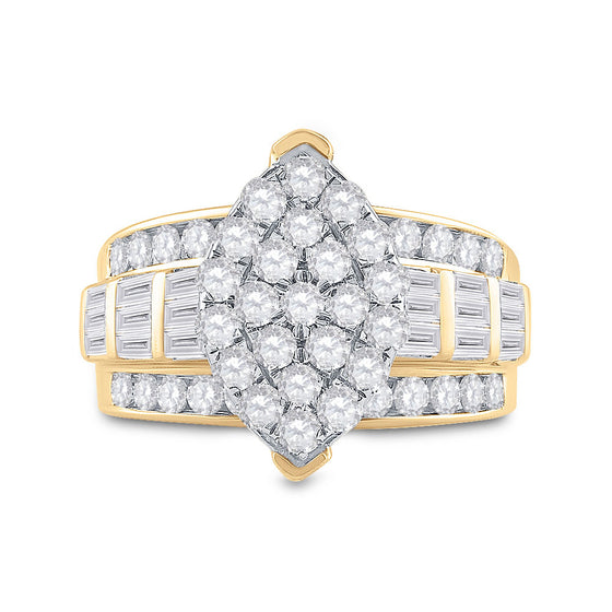 10k Yellow Gold Diamond Oval Cluster Bridal Wedding Engagement Ring 2 Cttw