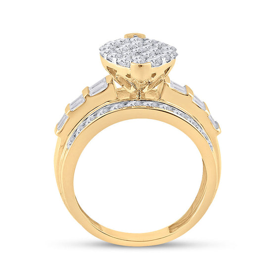 10k Yellow Gold Diamond Oval Cluster Bridal Wedding Engagement Ring 2 Cttw