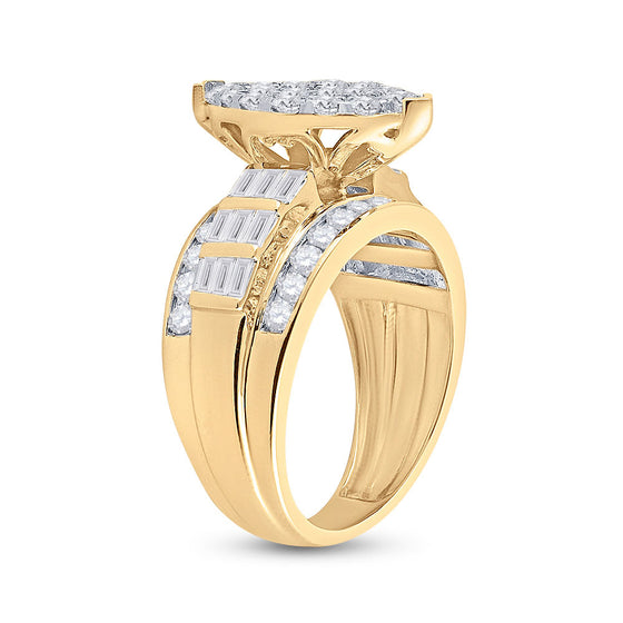10k Yellow Gold Diamond Oval Cluster Bridal Wedding Engagement Ring 2 Cttw
