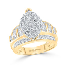  10k Yellow Gold Diamond Oval Cluster Bridal Wedding Engagement Ring 2 Cttw
