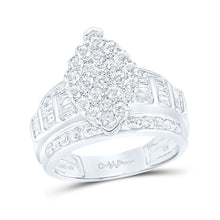 10k White Gold Diamond Oval Cluster Bridal Wedding Engagement Ring 2 Cttw