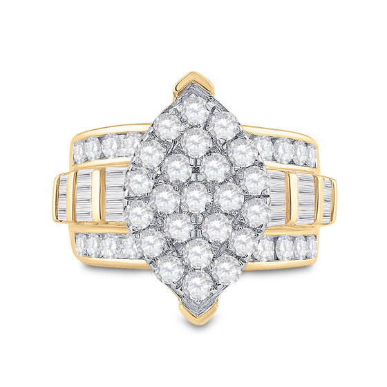 10k Yellow Gold Round Diamond Oval Cluster Bridal Wedding Engagement Ring 3 Cttw