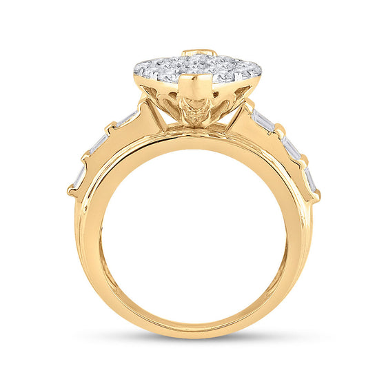 10k Yellow Gold Round Diamond Oval Cluster Bridal Wedding Engagement Ring 3 Cttw