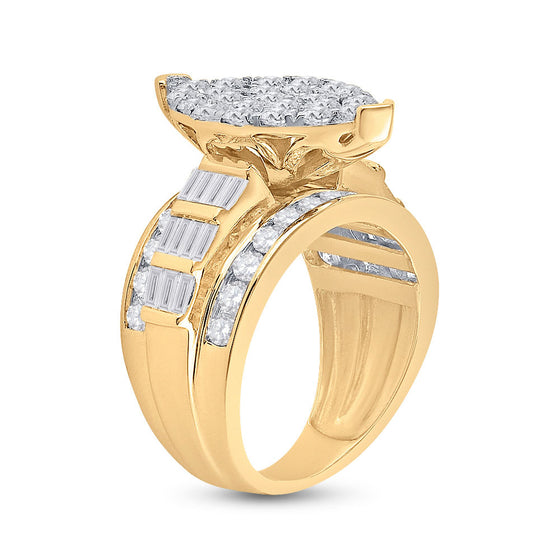 10k Yellow Gold Round Diamond Oval Cluster Bridal Wedding Engagement Ring 3 Cttw
