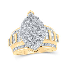  10k Yellow Gold Round Diamond Oval Cluster Bridal Wedding Engagement Ring 3 Cttw