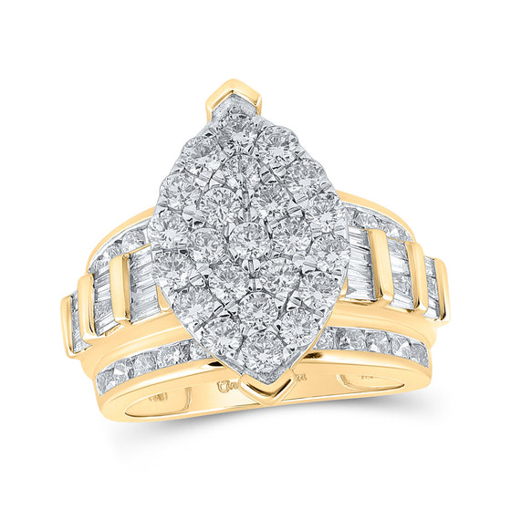 10k Yellow Gold Round Diamond Oval Cluster Bridal Wedding Engagement Ring 3 Cttw