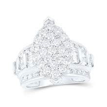  10k White Gold Round Diamond Oval Cluster Bridal Wedding Engagement Ring 3 Cttw