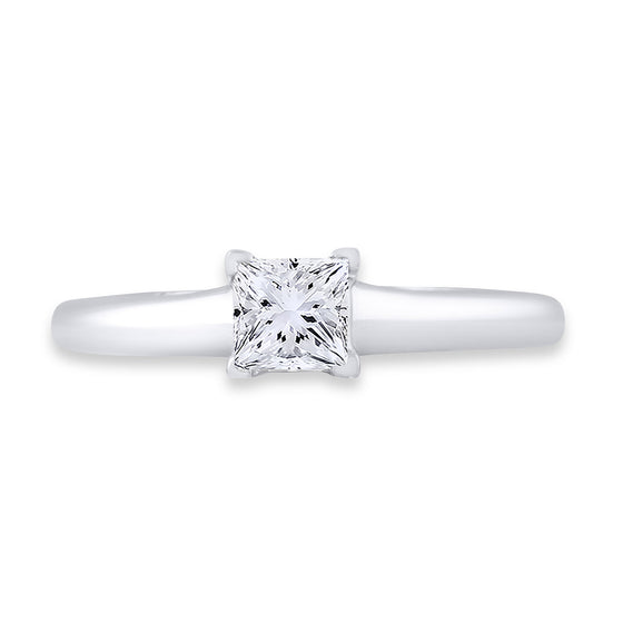 14k White Gold Womens Round Diamond Princess Ring 1/2 Cttw