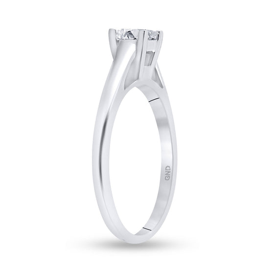 14k White Gold Womens Round Diamond Princess Ring 1/2 Cttw