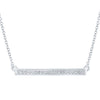 10k White Gold Womens Round Diamond Bar Pendant Chain Necklace 1/10 Cttw