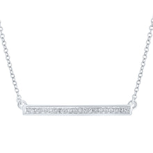  10k White Gold Womens Round Diamond Bar Pendant Chain Necklace 1/10 Cttw