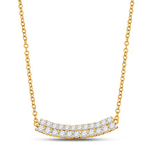  14k Yellow Gold Womens Round Diamond Curved Bar Necklace 1 Cttw
