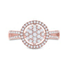 10k Rose Gold Womens Round Diamond Circle Cluster Ring 1/2 Cttw