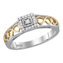  10k Two-tone Gold Round Diamond Solitaire Bridal Wedding Engagement Ring 1/10 Cttw