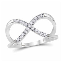  10k White Gold Womens Round Diamond Split-shank Infinity Ring 1/6 Cttw