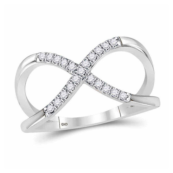 10k White Gold Womens Round Diamond Split-shank Infinity Ring 1/6 Cttw