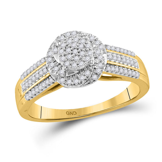 10k Yellow Gold Womens Round Diamond Cluster Ring 1/4 Cttw