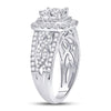 14k White Gold Princess Diamond Cluster Bridal Wedding Engagement Ring 1-1/2 Cttw