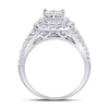 14k White Gold Princess Diamond Cluster Bridal Wedding Engagement Ring 1-1/2 Cttw