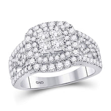  14k White Gold Princess Diamond Cluster Bridal Wedding Engagement Ring 1-1/2 Cttw