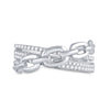 10k White Gold Womens Round Diamond Chain Link Crossover Band Ring 1/5 Cttw