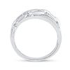 10k White Gold Womens Round Diamond Chain Link Crossover Band Ring 1/5 Cttw