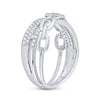 10k White Gold Womens Round Diamond Chain Link Crossover Band Ring 1/5 Cttw
