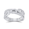 10k White Gold Womens Round Diamond Chain Link Crossover Band Ring 1/5 Cttw