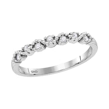  10k White Gold Womens Round Diamond Stackable Band Ring 1/8 Cttw