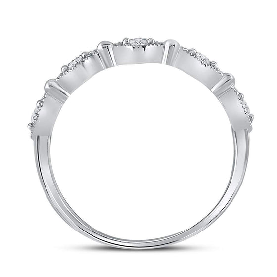 10k White Gold Womens Round Diamond Stackable Band Ring 1/8 Cttw