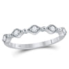 10k White Gold Womens Round Diamond Stackable Band Ring 1/8 Cttw
