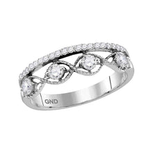  10k White Gold Womens Round Diamond Band Ring 1/2 Cttw