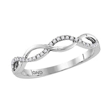  10k White Gold Womens Round Diamond Twist Band Ring 1/6 Cttw