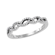  10k White Gold Womens Round Diamond Woven Band Ring 1/5 Cttw