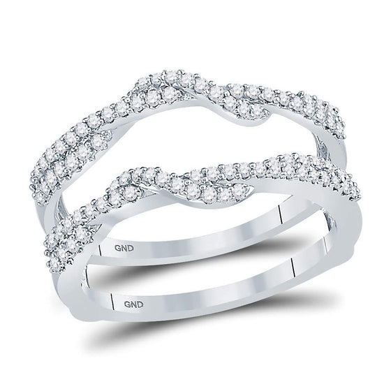 10k White Gold Womens Round Diamond Solitaire Enhancer Wedding Band 3/8 Cttw