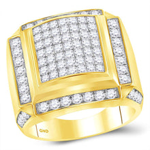  10k Yellow Gold Mens Princess Diamond Square Cluster Ring 2-7/8 Cttw