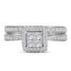 14k White Gold Princess Diamond Bridal Wedding Ring Band Set 1 Cttw