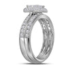 14k White Gold Princess Diamond Bridal Wedding Ring Band Set 1 Cttw