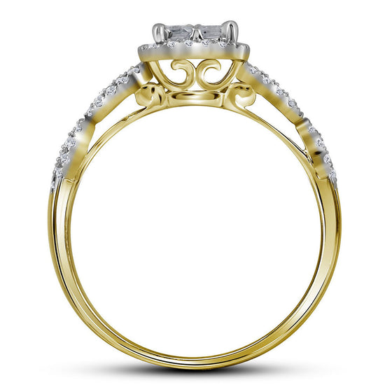 14k Yellow Gold Princess Diamond Square Bridal Wedding Ring Band Set 1 Cttw