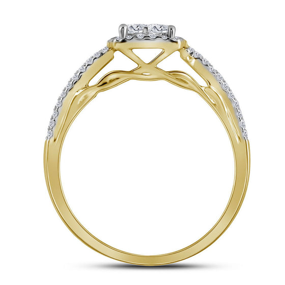 14k Yellow Gold Princess Diamond Bridal Wedding Ring Band Set 1 Cttw