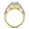 14k Yellow Gold Princess Diamond Bridal Wedding Ring Band Set 1-1/2 Cttw